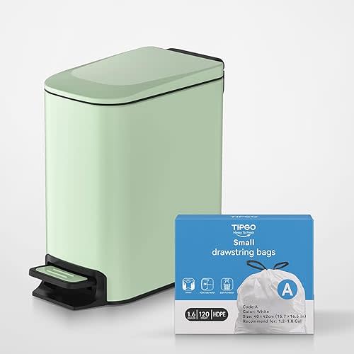 TIPGO Small Drawstring Trash Bags with 1.6 Gallon Bathroom Trash Can