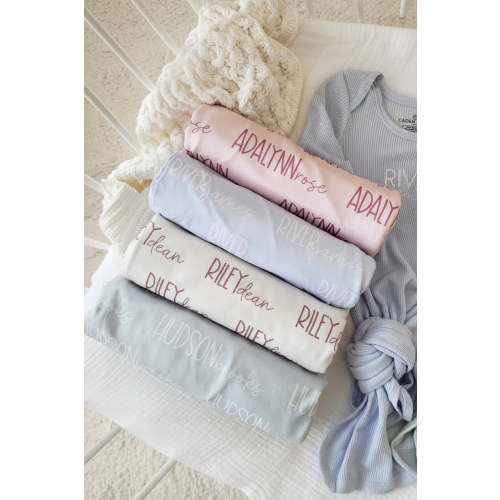 Personalized Baby Name Swaddle Blanket Font Duo | Pastel Cutie