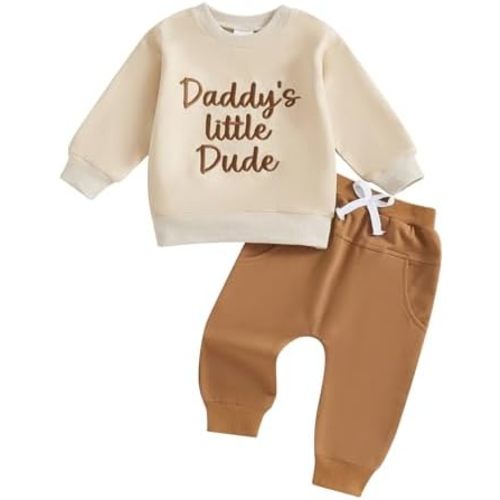 YINGISFITM Toddler Baby Girl Boy Fall Winter Clothes Letter Long Sleeve Shirt Crewneck Swatshirt Top Pocket Pants Outfit Set