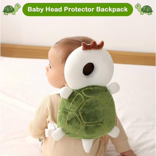 JunNeng Baby Head Protector Backpack, Toddler Walking Fall Head Protection, Green Turtle