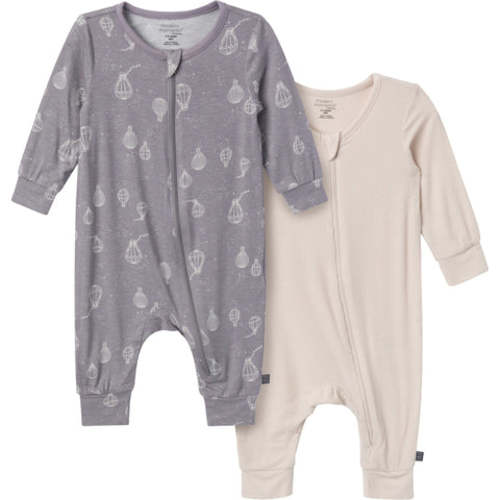 2-Pack Baby Neutral Hot Air Balloon Zip Front Rompers