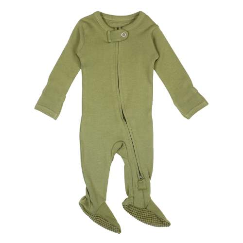 Organic 2-Way Zipper Footie in Sage