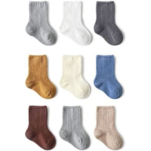 Toddler Socks Unisex Baby Crew Socks for Infant Boys Girls Stretchy Cotton Socks for Kids Gift 0-36 Months