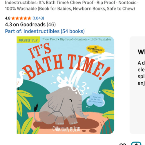 Indestructibles: It's Bath Time!: Chew Proof · Rip Proof · Nontoxic · 100% Washable (Book for Babies, Newborn Books, Safe to Chew)