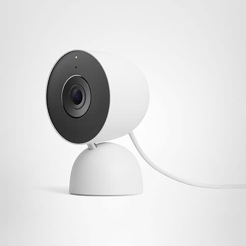 Google Nest Cam Indoor (Wired, 3rd Gen) - Security Camera with 2K Video and Gemini, Night Vision, 2-Way Audio, Works with Google Home - 2025 Model - Snow