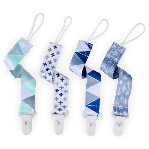 Pacifier Clips Solid Color, 4 Pack Universal Holder Leash, Teething Toys Teethers (Neutral)