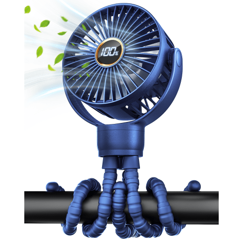 FrSara Portable Baby Stroller Fan, Stroller Fan Clip On for Baby,Safe and Quiet,4000mAh, Baby Fan for Stroller and Car Seat, 3-Speed Adjustable,Suitable for Desks,travel,Bicycles,Camping- Blue