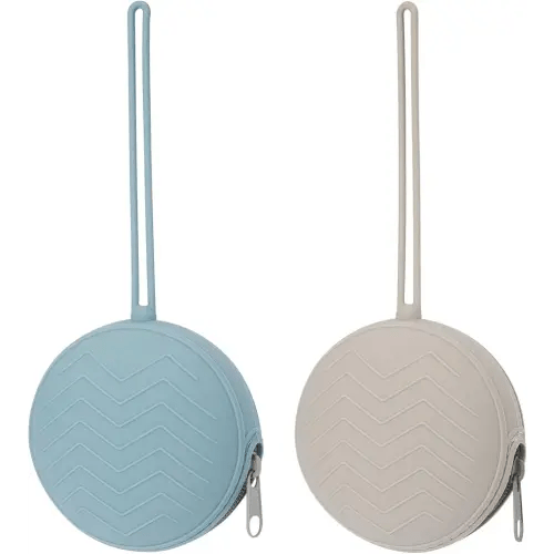 2 Pack Silicone Pacifier Holder Case, BPA-Free Silicone Newborn Pacifier Holder for Baby Boys & Girls, Travel Pacifier Storage Case for Diaper & Strollers (Ether/Light Grey)