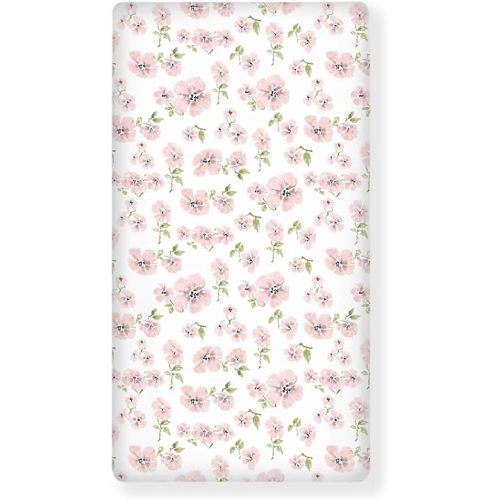 Pink Floral Fitted Crib Sheet Watercolor Flower Standard Crib Mattress Fitted Sheet Blush Pink Baby Toddler Bed Mattress Sheets for Girls 28"x52"