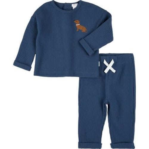 Puppy Embroidered Thermal Top & Pants Set
