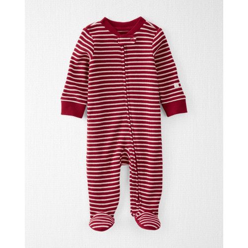 Baby Organic Cotton Waffle Knit Striped Sleep & Play Pajamas
