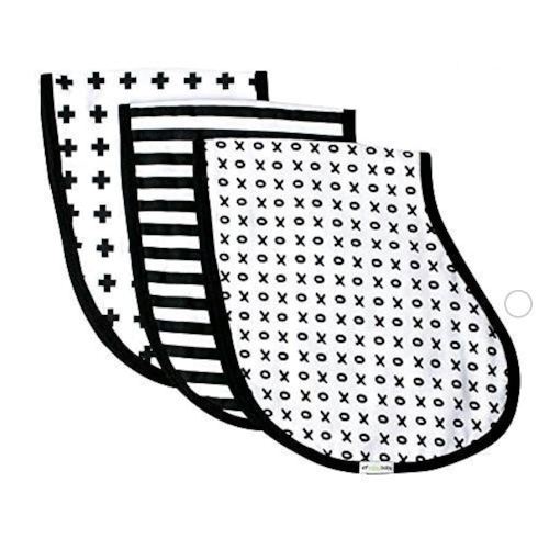 Muslin Burp Cloths, Burp Bib Set (3 Pack) Black + White