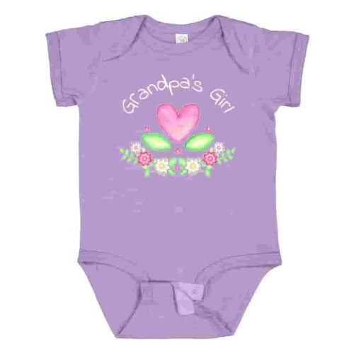 Inktastic Grandpa's Girl- Heart Flowers Girls Baby Bodysuit