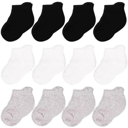CozyWay Baby & Toddler Socks Ankle Comfy Cotton Socks For Girls and Boys No Show Infant - 12 Pack