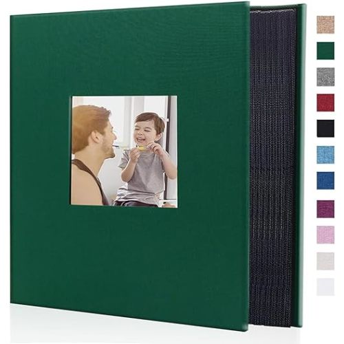 Artmag Fabric Photo Album 4x6 600 Large Capacity for Family Wedding Anniversary Linen Album Holds 600 Horizontal and Vertical Photos (600 Pockets, Dark Green)
