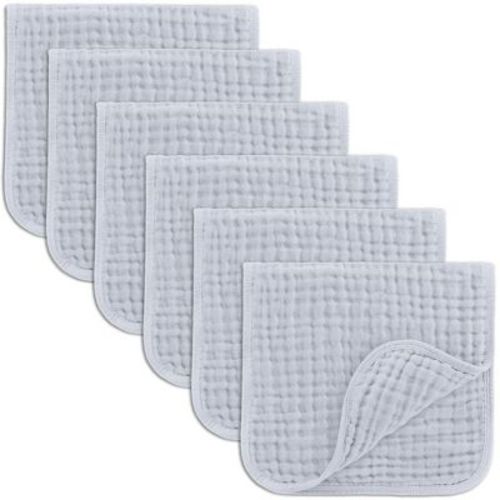 Muslin Burp Cloths Large 100% Cotton By Comfy Cubs (slate, Pack Of 6)