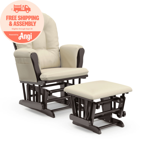 Storkcraft Hoop Infant Nursery Glider and Ottoman, Espresso with Beige