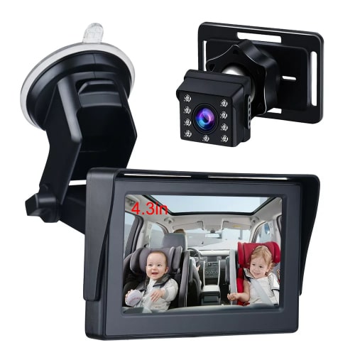 Baby Car Back Seat Camera, 4.3" HD 1080P Monitor Screen Camera Night Vision Infant Mirror