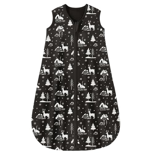 Yoofoss Baby Sleep Sack 6-12 Months 0.5 TOG Baby Wearable Blanket, 100% Cotton Infant Toddler Sleeping Sack 2-Way Zipper Lightweight Sleep Sack, Black Forest