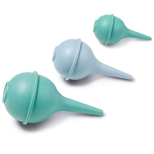 Comfort Rubber Bulb for Washing and Removal Ear Wax Removal Bulb Syringes 1 oz Green, 2 oz Blue, 3 oz Green Combo Pack