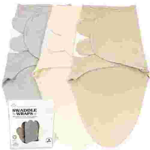 Swaddles for Newborns Baby Swaddle Pack of 3, 3-6-Month, 100% GOTS Certified Organic Cotton Newborn Swaddle Baby Wraps Baby Girl and Boy Adjustable Swaddle Blanket, Soft Baby Blankets
