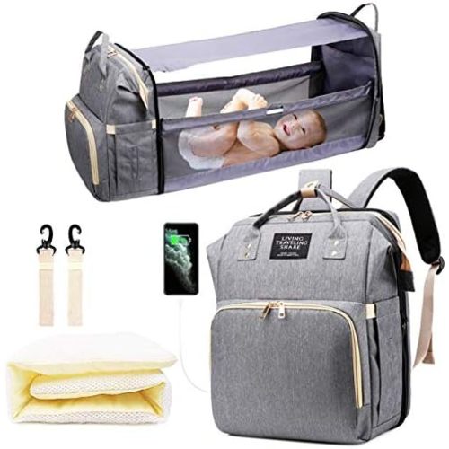 Diaper Bag Backpack with Changing Station, Nappy Baby Bags with Portable Changing Pad, 900D Waterproof Multi-Function Travel Portable Mommy Bag, Black