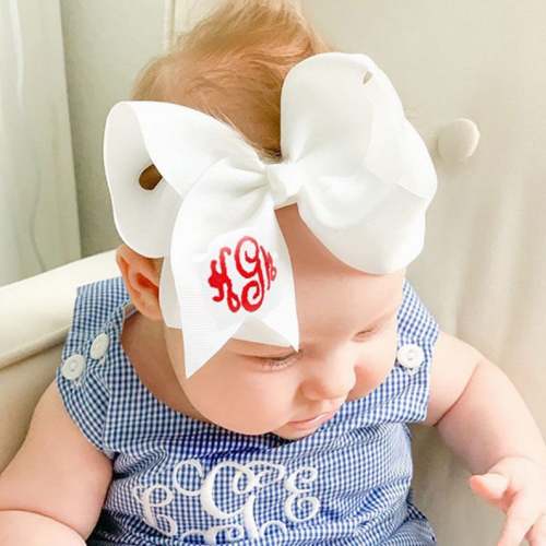 Stretchy Monogrammed Personalized Baby Headband W Grosgrain - Etsy