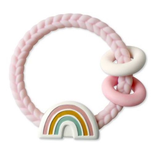 Itzy Ritzy Ring Rattle & Teether - Rainbow Pink