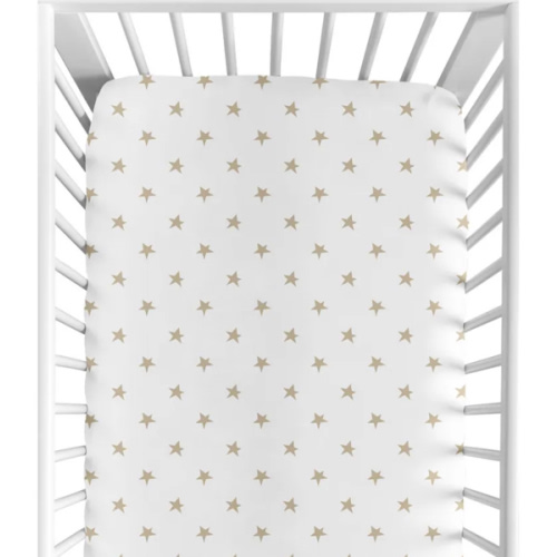 Sweet Jojo Designs Gold and White Star Celestial Collection Fitted Crib Sheet