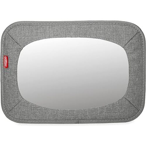 Nuby Shatterproof Rear Facing Backseat Baby Mirror, Grey