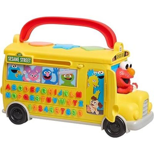 SESAME STREET Elmo's Learn & Go School Bus Interactive Toy with Lights and Sounds, Toddlers Learn The Alphabet, Phonics, Numbers, Music, & More, Toy for Girls, Boys, Kids, Ages 2 and Up by Just Play