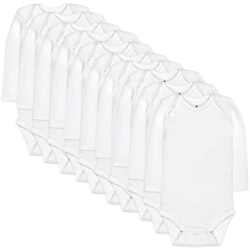 Honest Baby Clothing 10-Pack Organic Cotton Long Sleeve Bodysuits - Bright White, 12 M, 10