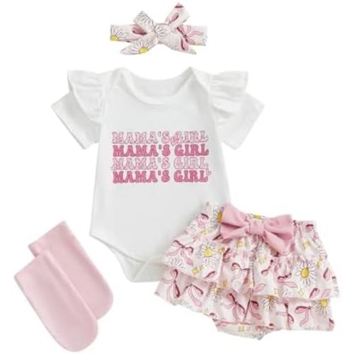 Newborn Baby Girl Summer Clothes Bow Embroidery Short Sleeve Romper Bodysuit Ruffle Shorts Headband 3Pcs Set Cute Outfits