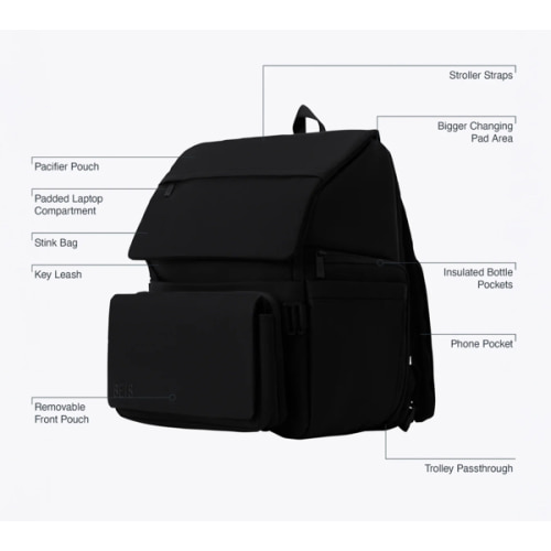 BÉIS 'The Ultimate Diaper Backpack' in Black - Best Backpack Diaper Bag in Black
