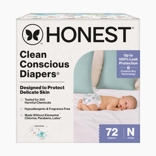 The Honest Company Clean Conscious Disposable Diapers - Above It All + All The Alpacas, Nb, 72 Count