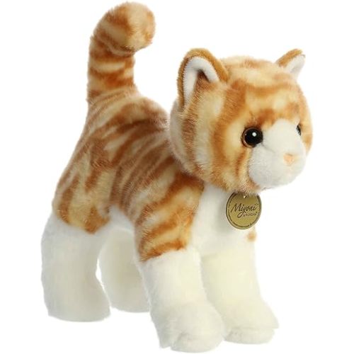 Aurora® Realistic Miyoni® Orange Tabby Cat Stuffed Animal - Lifelike Detail - Cherished Companionship - Orange 10 Inches