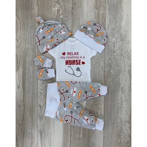 Mommy's Nurse Boy's Infant Outfit, Baby Boy Nurse Coming Home Baby Boy Outfit, Take Home Newborn Outfit, Baby Boy Layette, Baby Shower Gift