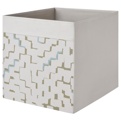 DRÖNA Box - beige/patterned turquoise 13x15x13 "
