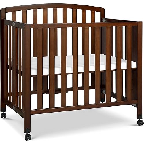 DaVinci Dylan 3-in-1 Portable Baby Crib with Wheels - Toddler Bed & Daybed Conversion - Perfect for Small Spaces & Easy to Assemble, GREENGUARD Gold Certified, 4 Adjustable Mattress Heights - Espresso
