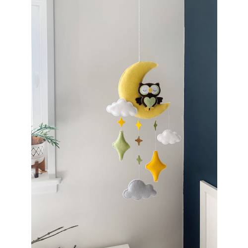 Baby mobile - Owl mobile - Mobile Owl - Baby Mobile Stars - mid century baby decor - baby gift - baby decor - owl decor