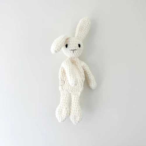 Handmade Cream Crochet Bunny Plush: Soft Snuggle Toy for Babies and Toddlers, Nursery Decor
