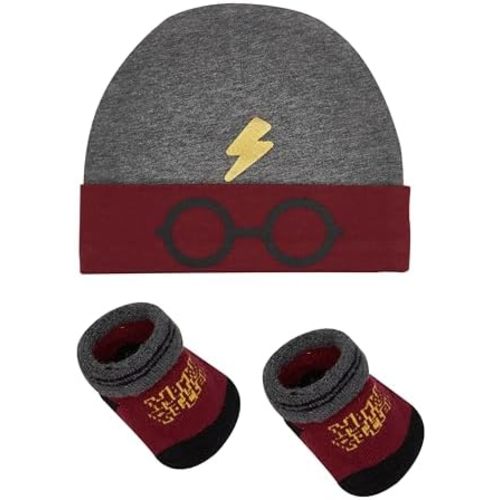 Harry Potter Baby Hat and Bootie Sock Gift Set, Newborn Accessories 0-12 Months