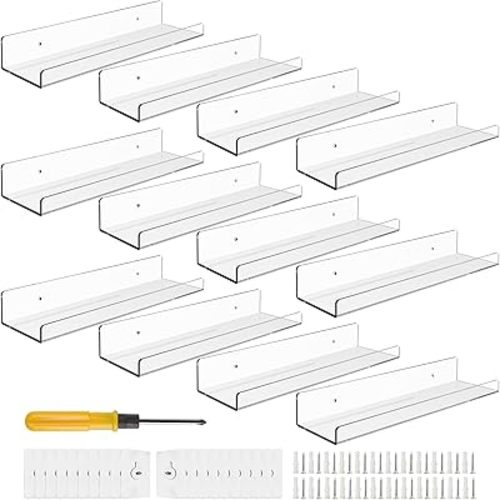 12 Pack 15'' Clear Acrylic Shelves