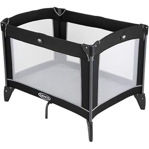 Graco Compact Travel Cot, Lightweight with Compact fold and carrybag. Suitable from Birth to Approx. 3 Years, Black/Grey Fashion