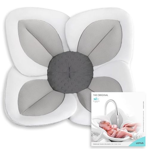Blooming Bath Baby Bath Seat - Baby Tubs for Newborn Infants to Toddler 0 to 6 Months and Up - Baby Essentials Must Haves - The Original Washer-Safe Flower Seat (Lotus, Gray/Dark Gray)