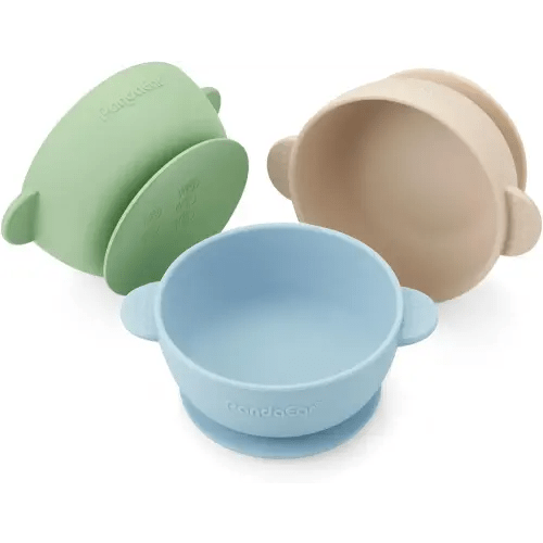 PandaEar 3 Pack Baby Bowls with Suction| Stay Put Silicone Food Bowl for Babies Kids Toddlers Infants| Food Grade Soft Safe BPA-Free Silicone (Multi-Color)