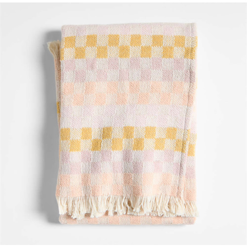 Multi Checker Warm Jacquard Woven Organic Cotton Baby Stroller Blanket