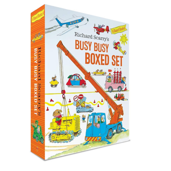 Richard Scarry's Busy Busy Boxed Set: Busy Busy Airport; Busy Busy Cars and Trucks; Busy Busy Construction Site; Busy Busy Farm (Richard Scarry's BUSY BUSY Board Books)