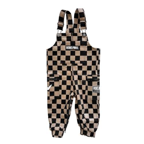 The Live Fast Overall in Taupe + Black Checkered