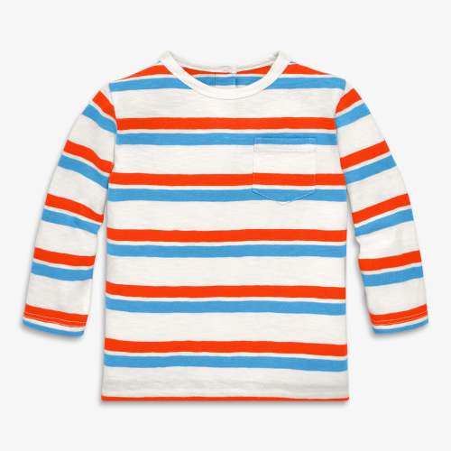 Baby long sleeve pocket slub tee in double stripe | Primary.com